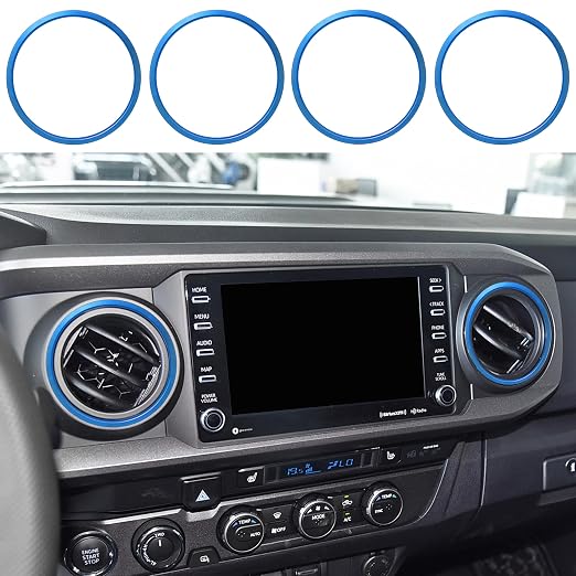 for Toyota Tacoma Accessories 2023 2022 2021 2020 with 8" or 7" Touchscreens Knob Covers - AC Vent Ring Button Knob Covers for Air Conditioner Volume Mirror Push Start Stop Button Trim 12Pcs (Blue)