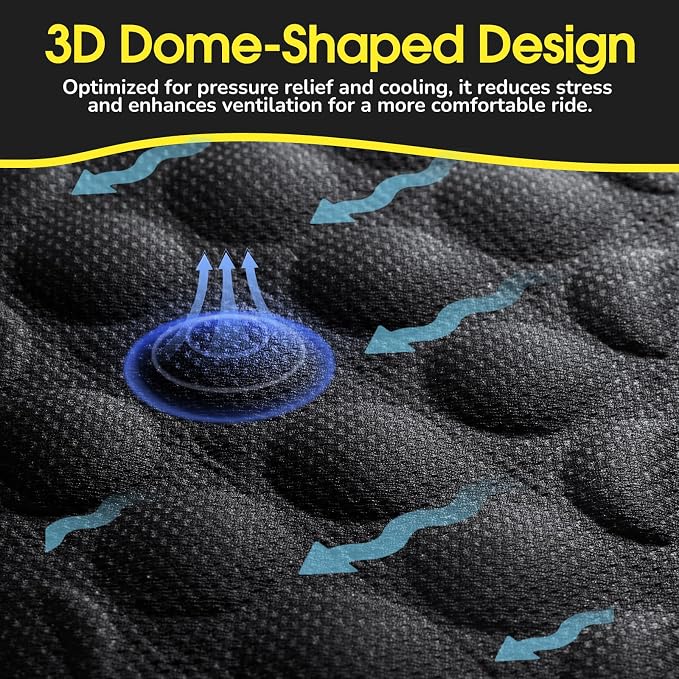 Foldable Motorcycle Gel Seat Cushion with Sunshade Cover – 3D Dome-Shaped Shock Absorption Seat Pad, Comfort & Butt Protection for Long Rides, Stay Cool & Comfortable