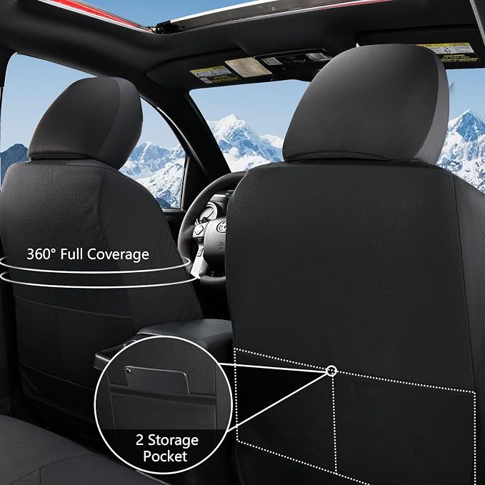 Truckiipa Tacoma Leather Seat Covers Front Pickup Truck Seat Covers Custom Fit for 2005-2015 Toyota Tacoma Double Crew Cab, Front Pair, Black&Blue