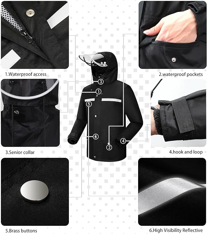 iCreek Rain Suit Waterproof Jacket and Pants Hi Vis Raincoat for Men and Women Reflective Outdoor for All-Sport Work