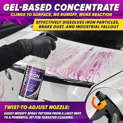 Iron Remover Car Detailing – Iron Decon Spray, Pulls Out Brake Dust, Rust & Fallout - Contaminant Removal for Car Paint & Wheels, pH Neutral Formula - 128 fl. oz.