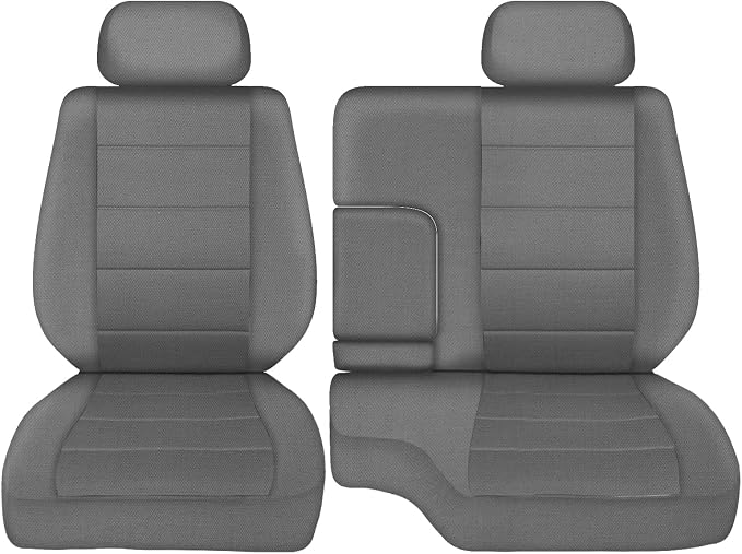 Knitted Truck Seat Cover Compatible with 1995-2000 Toyota Tacoma, Front Bench 60/40 Seat Cover with 2 Headrests and Center Console, Charcoal