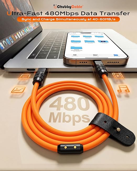 chubbycable Black Chubby Pro - Samurai Cable 240W USB-C Cable Silicone Fast Charging USB C Charger Cord Compatible with iPhone 17-15 Series iPad Galaxy Series, Rose Red, Type-C to Type-C, 3.3FT