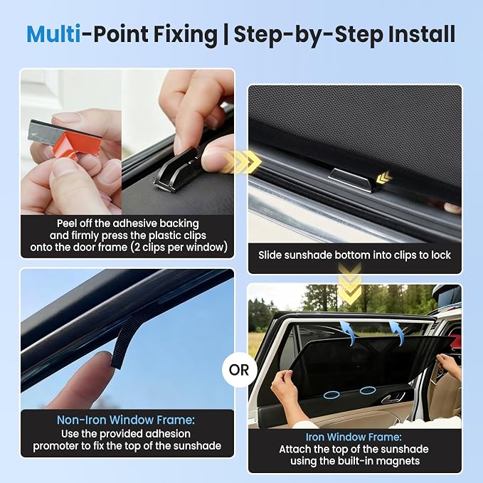 KUST Car Window Shades for 2019-2025 Toyota RAV4 Accessories, Breathable Mesh Magnetic Window Covers, Rear Back Side Window Sun Shades UV Block Privacy Protection for Baby Camping Napping 2PCS