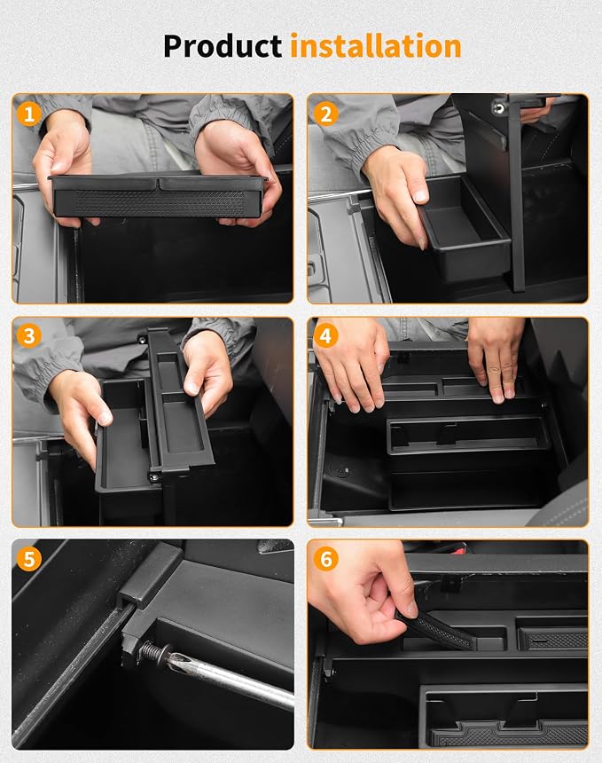 Hoolcar Center Console Armrest Storage Box Fit for Ford F150 F250 F350 F450 2015-2025, Black