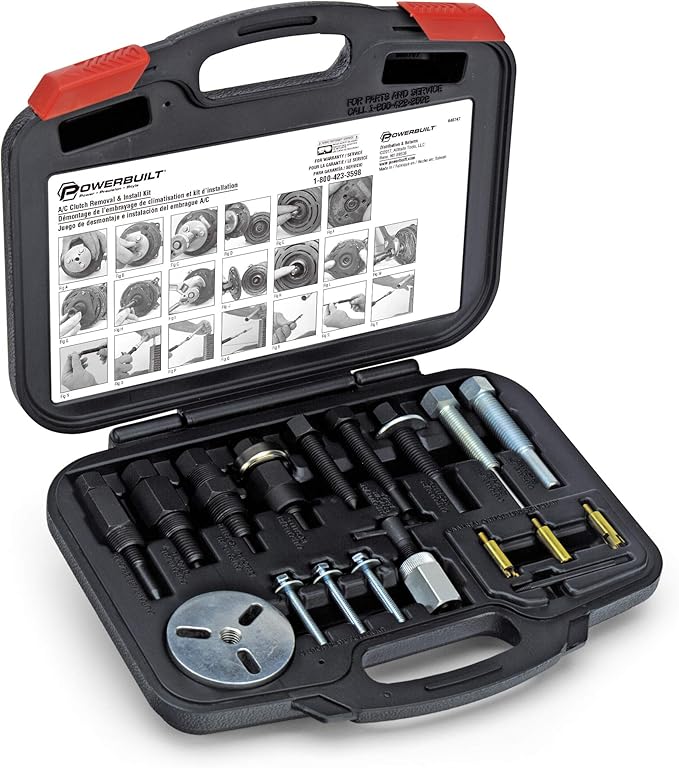 Powerbuilt A/C Air Conditioning Clutch Removal and Installation Tool Kit for Automotive Car Repair - 648747