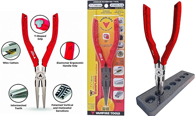 6.25" Screw Extraction Pliers + 7.5" Long Nose Gripping Pliers to Remove Rusted/Damage/Specialty Screws, Nuts, & Bolts