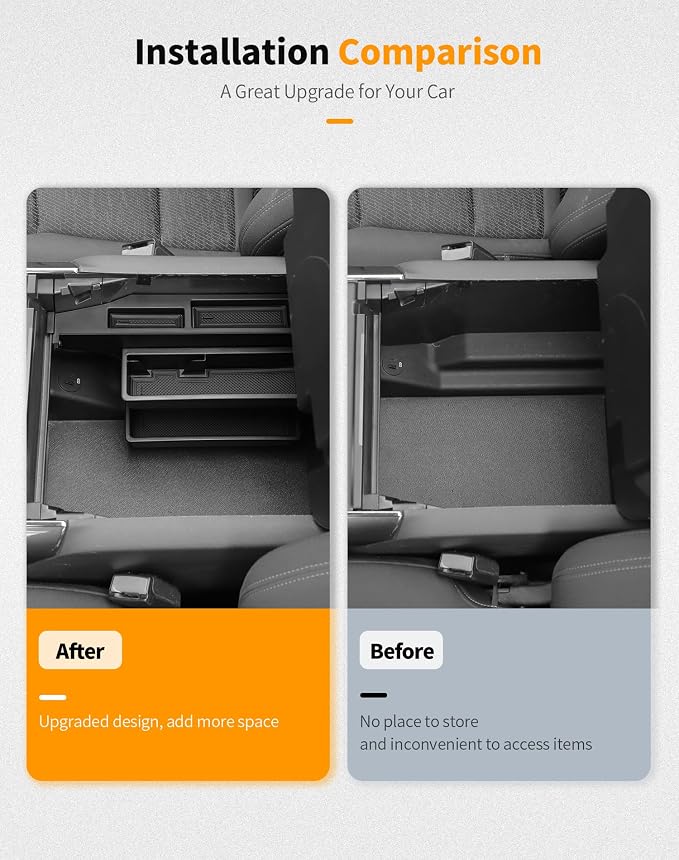 Hoolcar Center Console Armrest Storage Box Fit for Ford F150 F250 F350 F450 2015-2025, Black