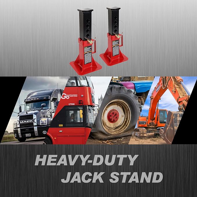 Torin ATZ120005B Heavy Duty Pin Style Adjustable Height Automotive Jack Stands, 12 Ton (26,400 lb) Capacity, Red, 1 Pair