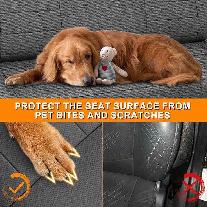 Seat Cover Compatible with 1992-1998 Ford F150/F250/F350 Solid Bench with Molded Headrest (No Center Armrest), Heavy Duty Knitted Fabric
