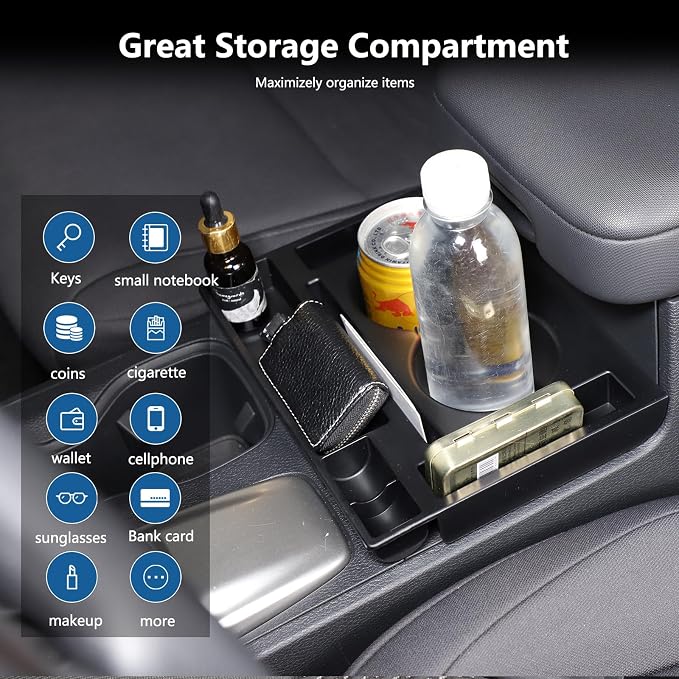 Center Consoles Storage Box Organizer Tray Compatible with Nissan Frontier 2022-2025 ABS Armrest Center Center Front Organizer Storage Box Tray Extra Water Cup Holder
