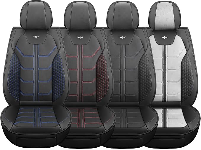 LINGVIDO Tacoma Seat Covers 2016-2022 2023,Fit for Tacoma Seat Cover Crew Cab/Double Cab Brown for Pickup Truck Waterproof Leather Accessories Front Black