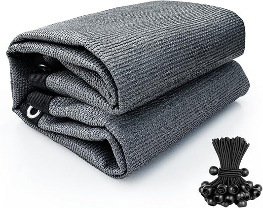 Shatex 90% Sun Shades for Patios 6X 16 ft Shade Fabric Sun Shade Cloth Taped Edge with Grommets Sun-Block Mesh Shade for Pergola Cover Canopy Grey, 12 Bungee Balls
