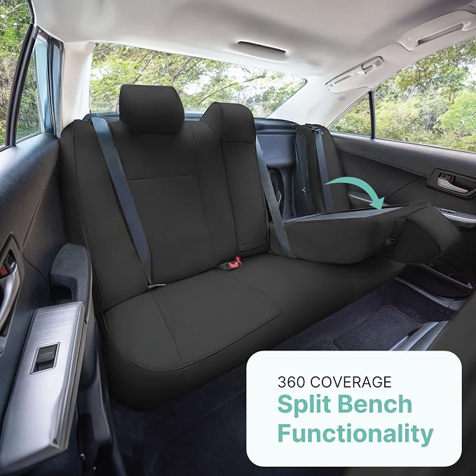 FH Group Custom Fit Seat Covers Specifically Made for 2012-2017 Toyota Camry LE | SE | XSE | XLE - Faux Leather, Waterproof Car Seat Cover, Full Set Black