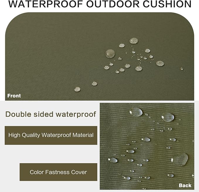 Outdoor Bench Cushion 4 inches Memory Foam Waterproof Patio Furniture Bench Cushion Porch Swing Cushion with Handle and Adjustable Strap, 42 x 18 Inch Sage Green