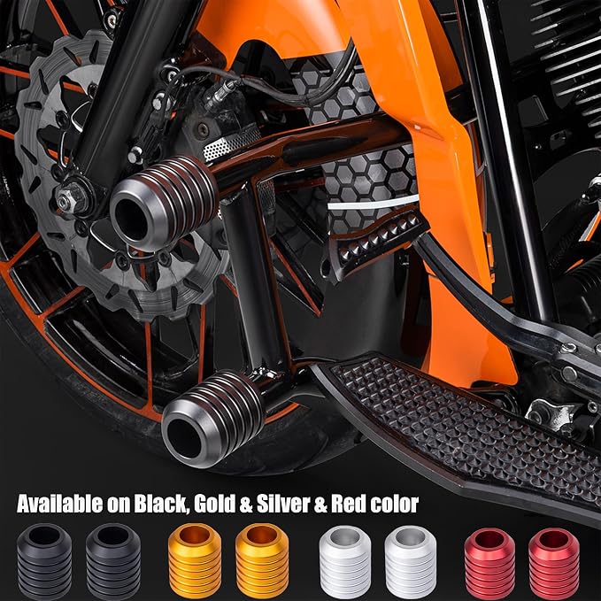 Advanblack Motorcycle Frame Sliders Machined CNC Alumium Crash Bar Slider Fit All Flat Out & Highway 1 1/4" Crash Bar Saddlebags Guards (Black)