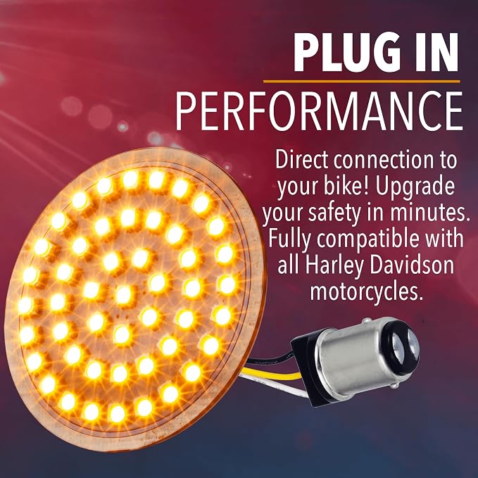 Eagle Lights Generation II Front LED Turn Signals with White Running Lights Compatible with Harley Davidson Motorcycles - 1157 Base