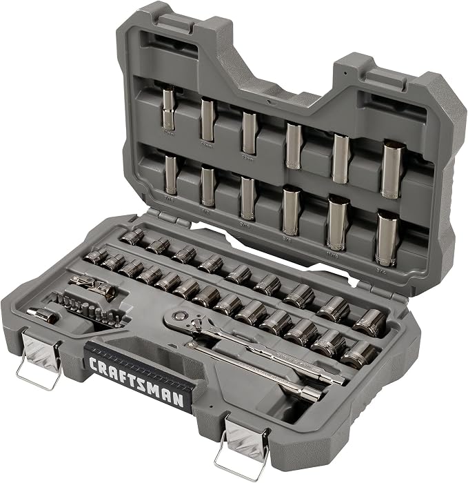 CRAFTSMAN OVERDRIVE 49-Piece Gunmetal Chrome Mechanics Tool Set, Standard SAE/Metric Socket Set, with Hard Case (CMMT99049L)