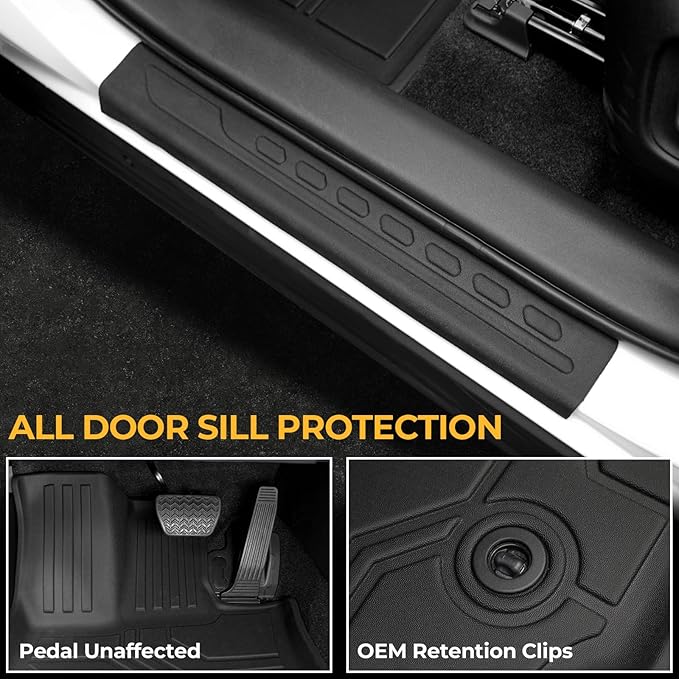 Floor Mats for Toyota RAV4 Hybrid 2026, All Weather Floor Mats Trunk Cargo Liner with Backrest Protectors Accessories, Full Coverage Set (Not for PHEV or Subwoofer Models)