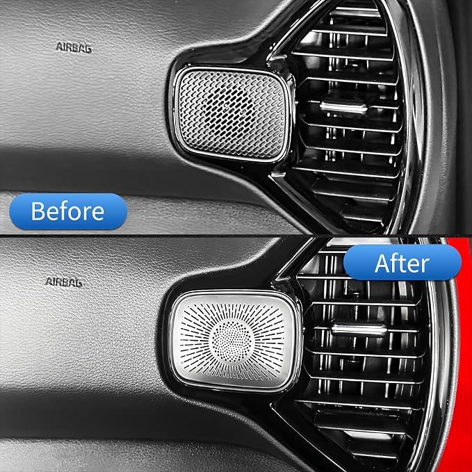 2PCS Dashboard Tweeter Speaker Covers Trim Compatible with Kia Soul 2020-2026 Accessories Stainless Steel (Silver)