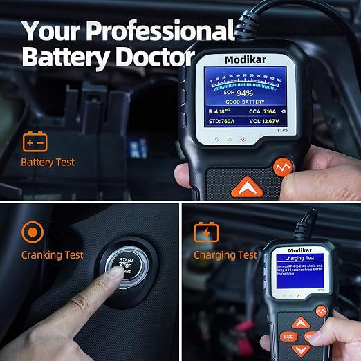 BT705 Car Battery Tester 6V 12V Load Tester, 100-2000 CCA Automotive Alternator Tester for Instant Charging & Cranking Diagnosis