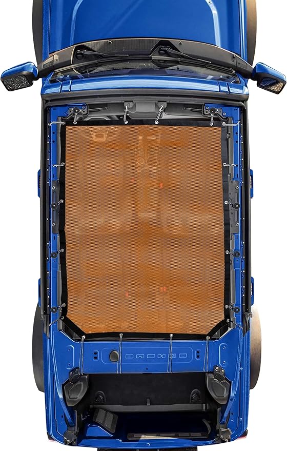 sukemichi Sunshade for Ford Bronco,Mesh Sun Shade Bikini Top Cover Bimini Top for Ford Bronco Accessories 2021 2022 2023 2024 2025 2026 4 Door - Blocks UV, Wind, Noise(Orange)