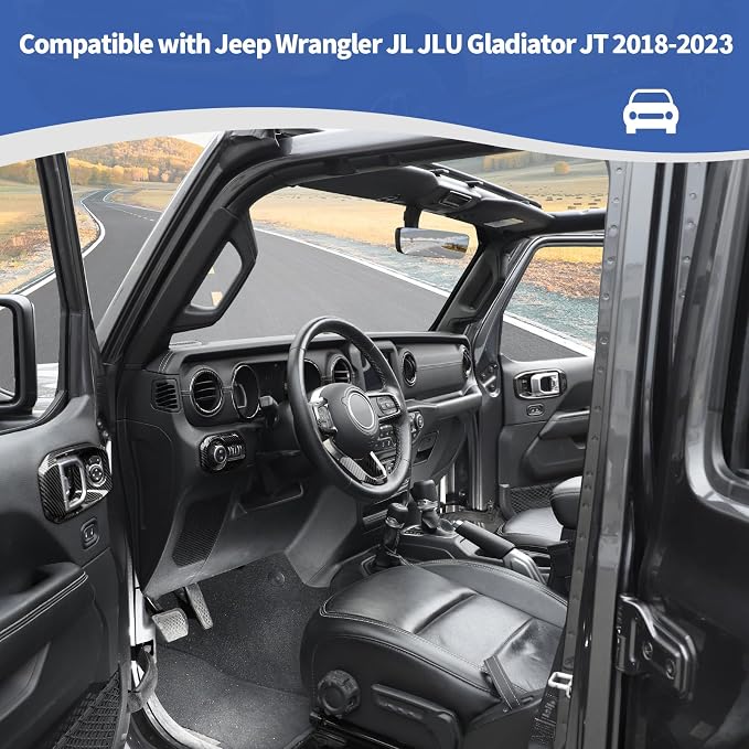 RT-TCZ for Wrangler JL Interior Trim Kit Compatible with Jeep Wrangler JL JLU Gladiator JT 2018-2023 Carbon Fiber Interior Accessories 23pcs