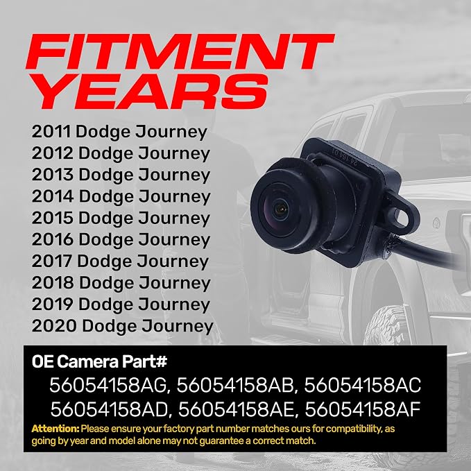 Master Tailgaters Replacement for Dodge Journey (2011-2020) Backup Camera OE Part # 56054158AG, 56054158AB, 56054158AC, 56054158AD, 56054158AE, 56054158AF