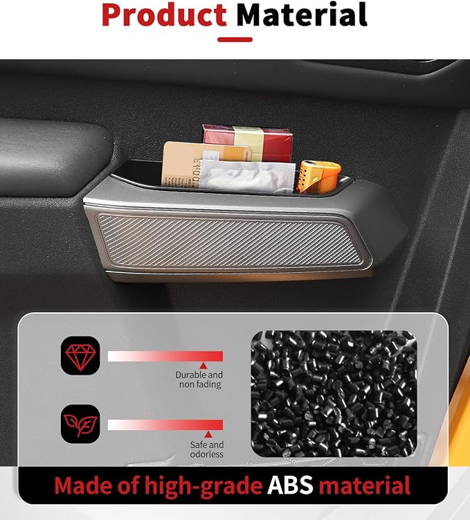 JWWY Interior Storage Organizer Kit for 2021-2026 Ford Bronco 4-Door, Center Console Gear Shift Armrest & Door Grab Handle Storage Tray Bin Compartment Pocket, Interior Accessories 8PCS