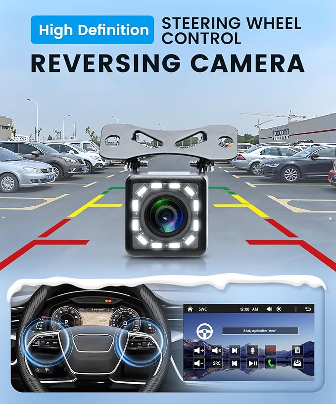 Rimoody 7 Inch Single Din Wireless CarPlay Touchscreen Car Stereo, 1 Din Car Radio with Wireless Android Auto Yo-u-Tu-be Video Bluetooth FM Radio SWC EQ Mirror Link Car Player Rear View Camera