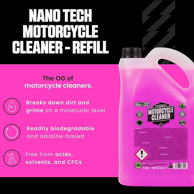 Muc Off Nano-Tech Motorcycle Cleaner, 5 Liter - Fast-Action, Biodegradable Motorbike Cleaning Spray - Safe On All Surfaces and All Types of Motorcycle -667US