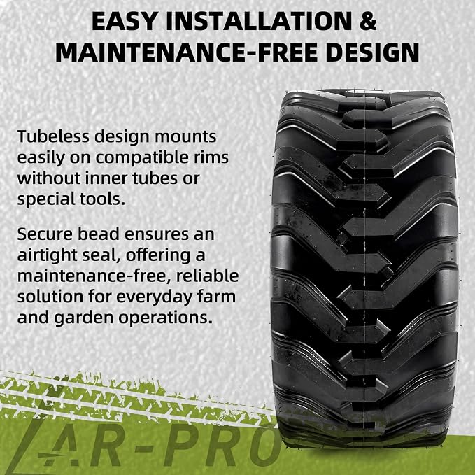 AR-PRO (2-Pack) 18x8.50-10 Garden Tractor Tubeless Tire, Heavy Duty 4-Ply Farm & Lawn Tractor Tire, 780lbs Capacity
