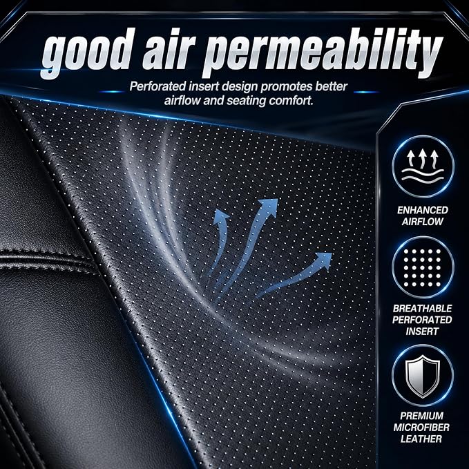 FZJDSD Black#194 196 197 Driver or Passenger Side Bottom & Top Back Microfiber Leather Replacement Seat Covers Compatible with Cadillac Escalade 2007-2014,Chevy Tahoe Suburban Silverado GMC Yukon