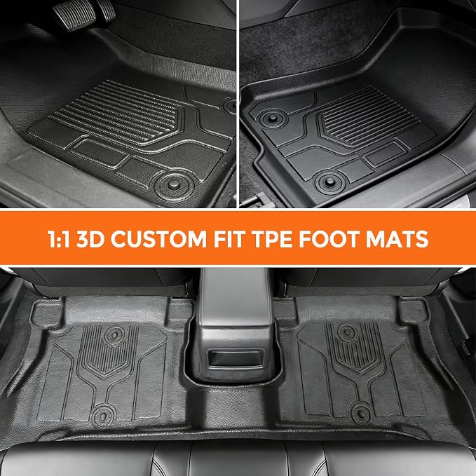 Floor Mats for Jeep Wrangler 4XE 4 Door 2021-2026 (Not for JL, JK or 2 Door), Custom Fit Heavy Duty TPE All Weather Protection, Waterproof Non-Slip Black Car Liners (Two-Row Floor Mats)