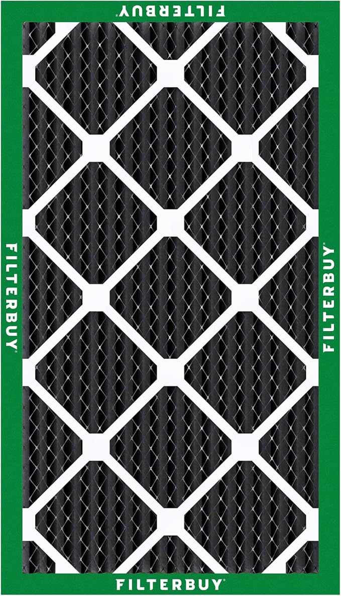 Filterbuy 10x20x1 Air Filter MERV 10 Odor & Allergy Defense with Activated Carbon (2-Pack), Electrostatic Pleated HVAC AC Furnace Filters Replacement (Actual Size: 9.50 x 19.50 x 0.75)
