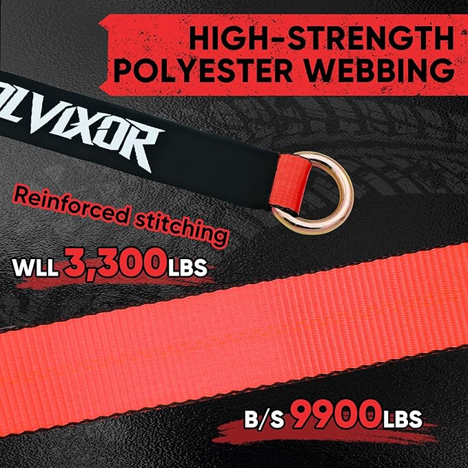 4 Pack Car Tie Down Straps for Trailers 2" x 96" - 9900LBS Break Strength - Tire Ratchet Straps with J Finger Hooks for Hauling UTV, SUV, Truck, Any Cars