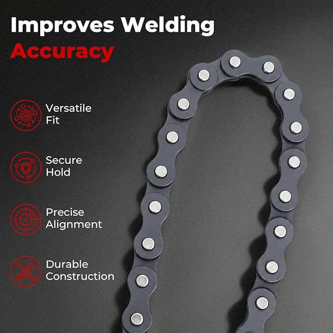 Adjustable Pipe Alignment Chain Pliers Fits Pipes Up to 14" Diameter, 48" Replaceable Chain Clamp for Precise Alignment, Chain Grips Ideal for Welding & Maintenance