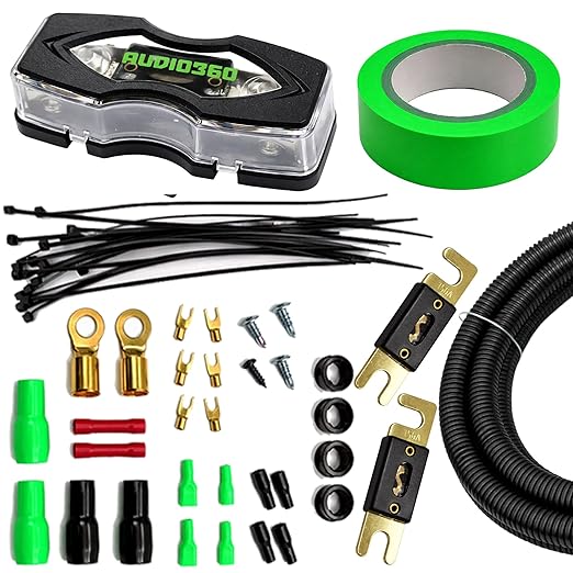 AD4CXL Amplifier Wiring Kit - True Spec 4 AWG Power Cable, ANL Fuse Holder with 150A & 200A Fuses, 17 ft RCA, Ground, & Speaker Wire - Complete Installation Kit for Car & RV