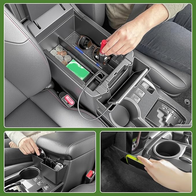 Center Console Organizer for 2010-2024 Toyota 4Runner Upgraded Hanging Armrest Box Extra Storage Gear Shift Side Tray for 4 Runner Interior Accessories(Fit Hanging+Shifter+Armrest Organizer)
