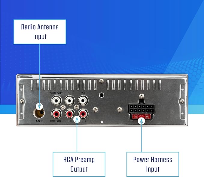JENSEN MPR210RGB | 12-Character LCD Single DIN Car Stereo | RGB Custom Colors | Bluetooth Hands Free Calling & Music Streaming | Push to Talk Assistant | AM/FM Radio | USB Playback & Charging