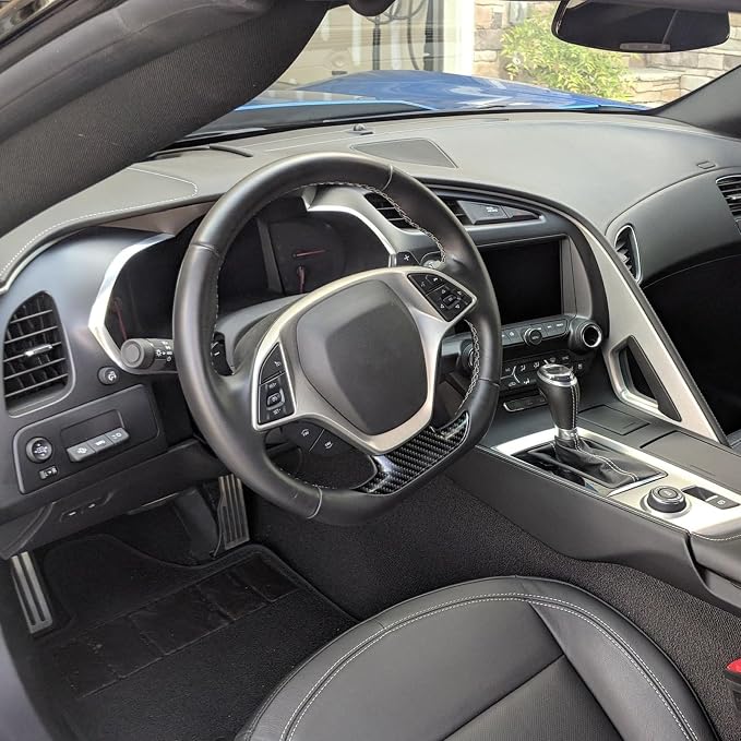 Real Carbon Fiber Steering Wheel Cover Compatible with Corvette C7 2014–2019