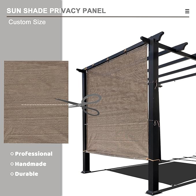 Sun Shade Privacy Panel with Grommets on 4 Sides for Patio, Awning, Window Cover, Pergola or Gazebo (Mocha Brown, 8' x 10')