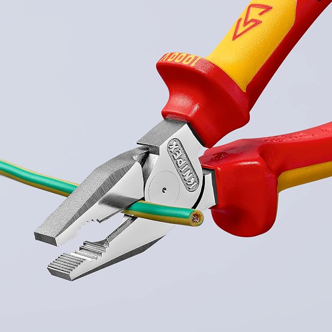 Knipex High Leverage Combination Pliers chrome-plated, insulated with multi-component grips, VDE-tested 180 mm (self-service card/blister) 02 06 180 SB