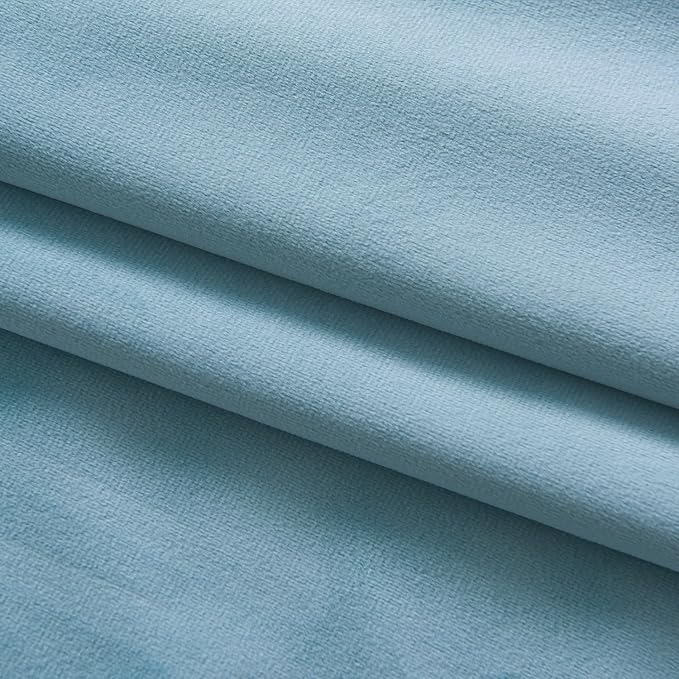 Roslynwood Luxury Soft Eggshell Blue Velvet Curtains 96 inches Long Back Tab Thermal Insulated Blackout Window Drapes for Living Room/Bedroom/Dining Room, W52 x L96, 2 Panels