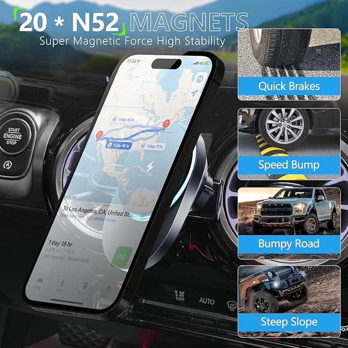 CLEC for Mercedes-Benz GLB-Class 2020-2022 Magnetic Wireless Charger Car Phone Holder Mount Custom Fit for Benz GLB-Class 2020-2022 15W Fast Charging Car Phone Holder Wireless Charger