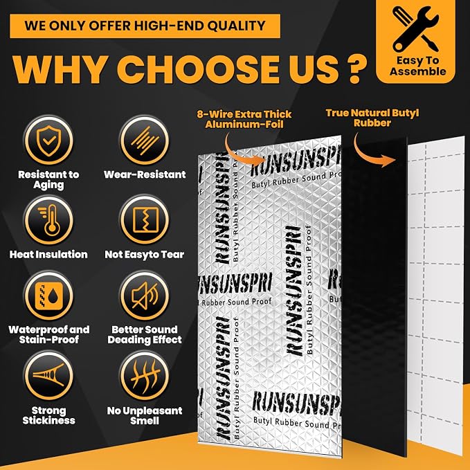 Car Sound Deadening 50 sqft Sound Deadening Mat Sound Deading Material for Cars Butyl Automotive Sound Dampening