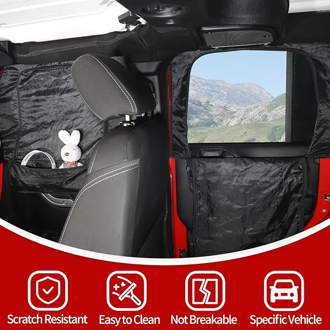 JeCar Front & Rear Window Screen Cover Compatible with Jeep Wrangler JK JL & Gladiator JT 2007-2025