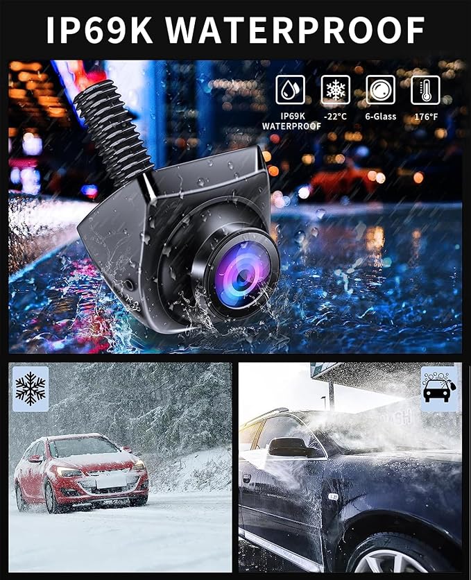 Car Backup Camera Monitor System Rear View Reverse Camera Waterproof Night Vision DIY Guide Lines LCD 1080P Display for Cars Truck Off-Road SUV Van Jeep UTV