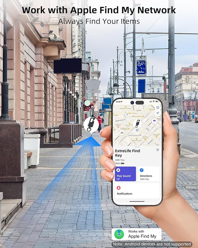 ExtreLife Keychain, Works with Apple Find My, Bottle Opener, Carabiner Car Key Chains with Gps Tracker