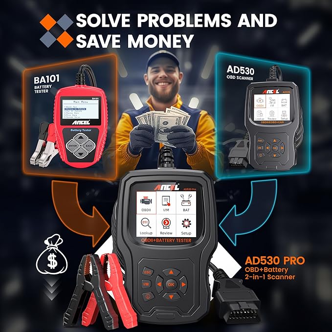 ANCEL AD530 PRO OBD2 Scanner Battery Tester+ANCEL BD200 Pro OBD2 Scanner Bluetooth